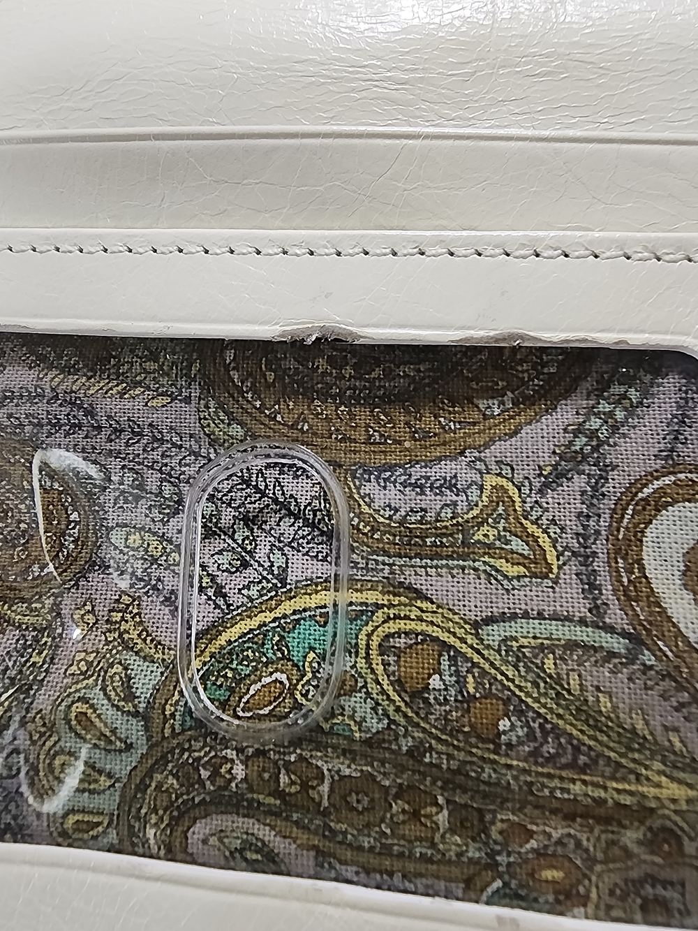 HOBO Cream Leather Wallet Clutch with Paisley Lining Vintage RACHEL Design - Picture 13 of 16